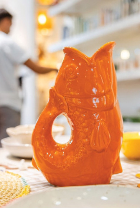 Vase poisson en céramique Orange OPJET