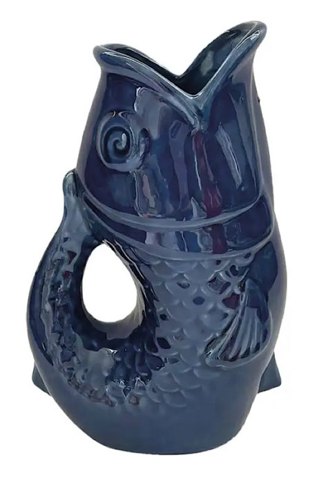 Vase poisson en céramique bleu OPJET