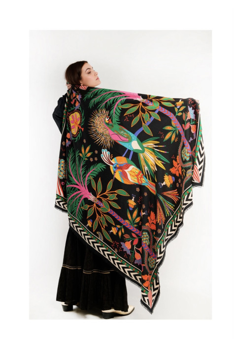 Grand foulard MAGIC INDIA Noir WILD