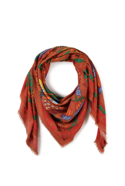 Grand foulard MAGIC INDIA Terracotta WILD